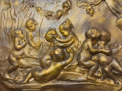 Neoclassical Gilt Terracotta Cherub Relief Panel, 19th Century