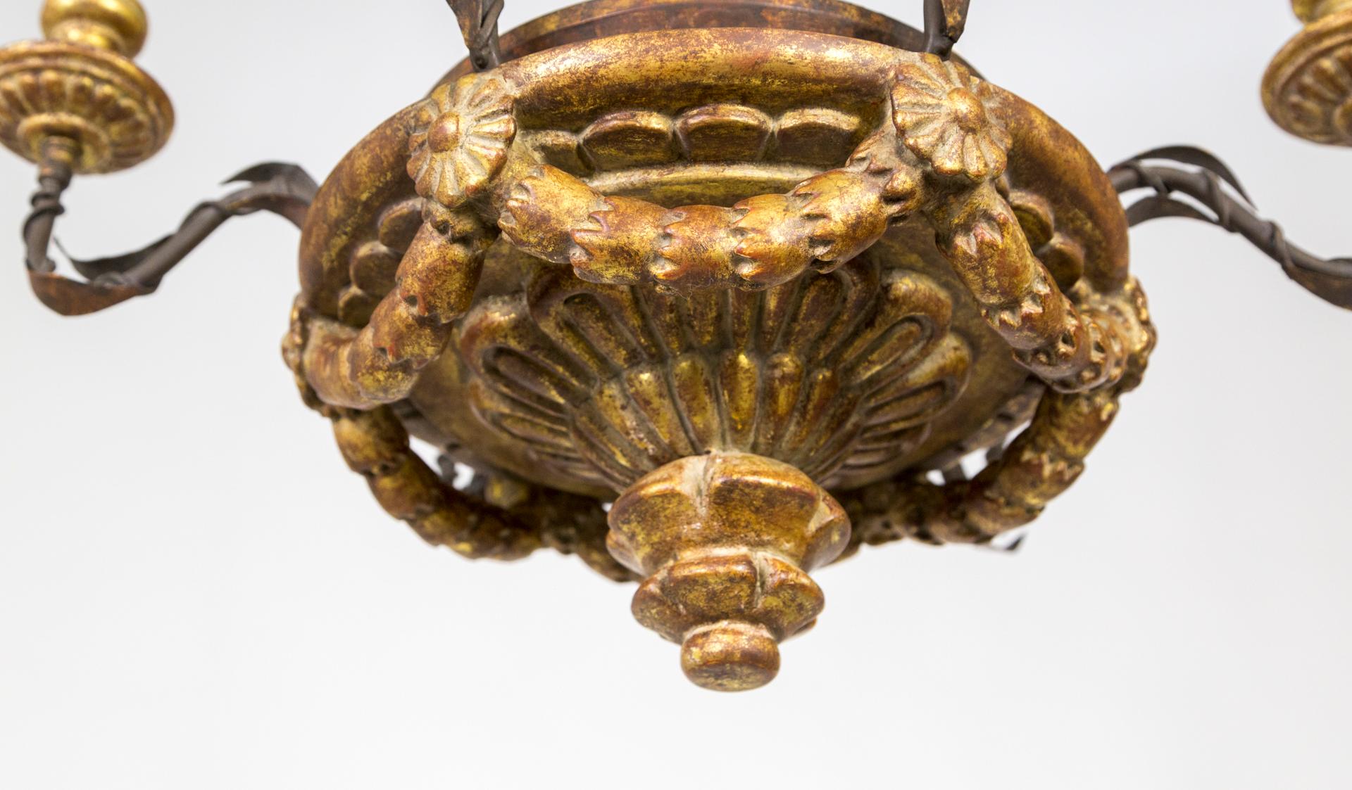 20th Century Neoclassical Gilt Wood Firenze Chandelier by Dennis & Leen  For Sale