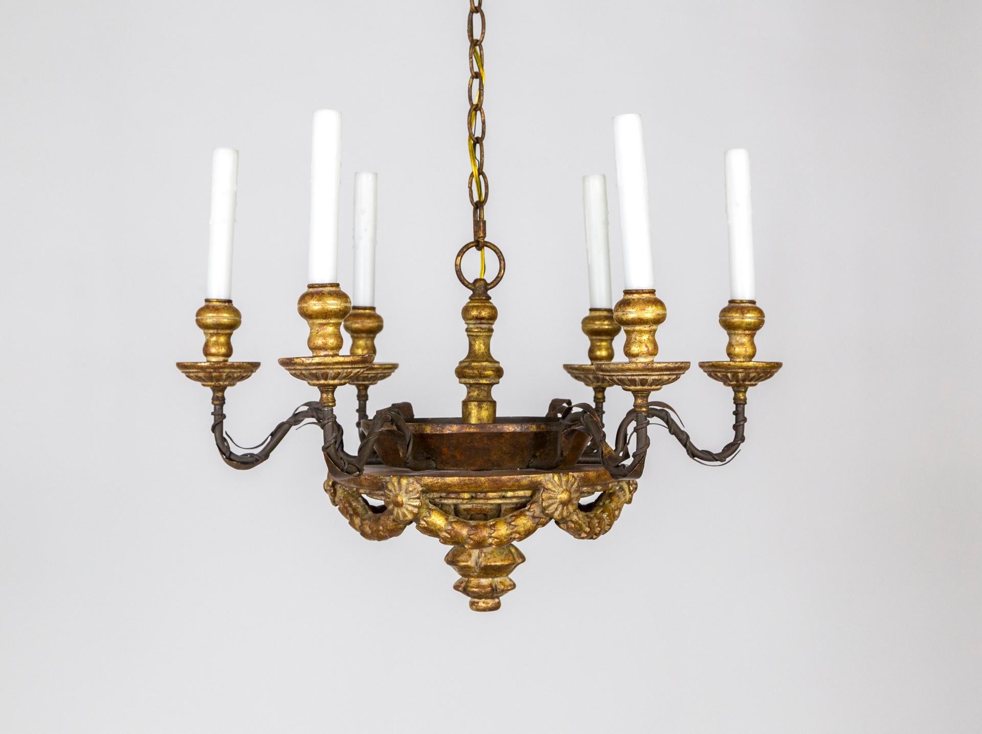 Neoclassical Gilt Wood Firenze Chandelier by Dennis & Leen  For Sale 3