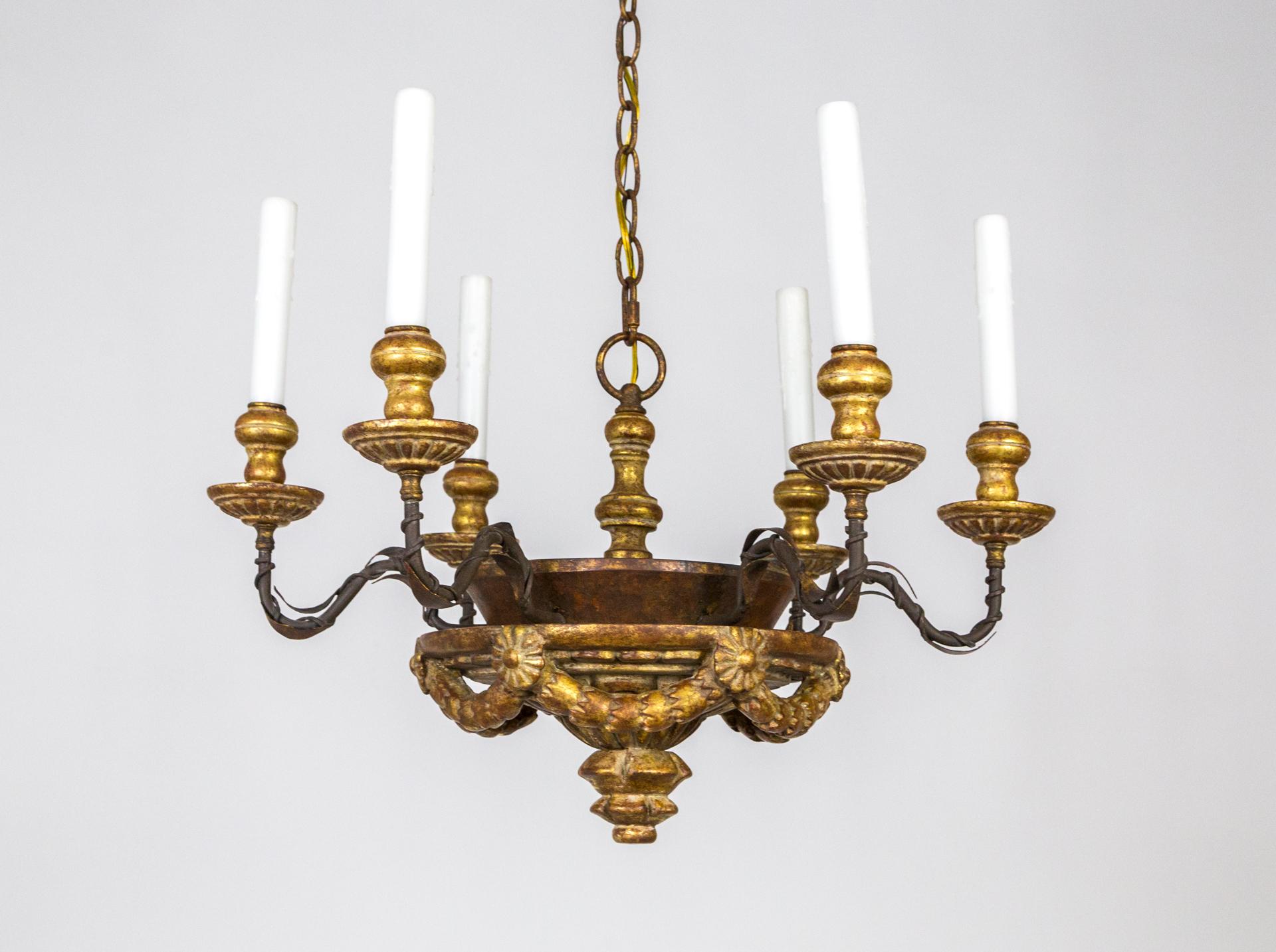 Neoclassical Gilt Wood Firenze Chandelier by Dennis & Leen  For Sale 4