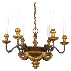 Vintage Neoclassical Gilt Wood Firenze Chandelier by Dennis & Leen 