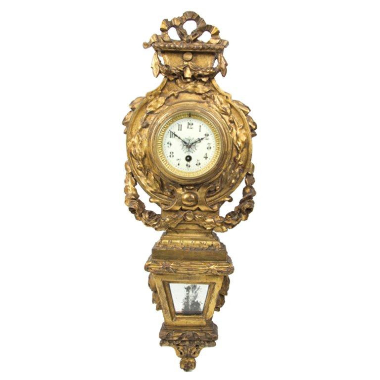 Neoclassical Giltwood Cartel Clock, Late 19th Century