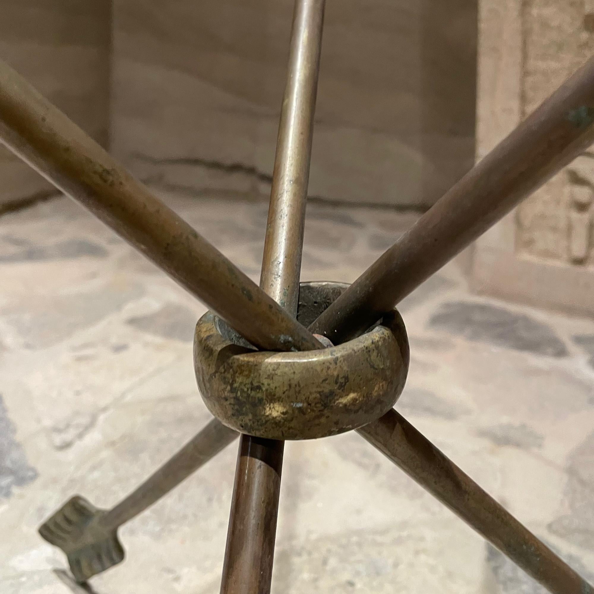 Neoclassical Glamor Martini Cocktail Side Table Tripod Arrow Base Bronze & Glass 4