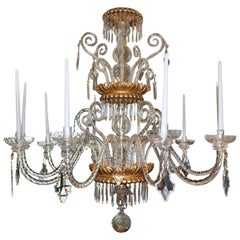 Neoclassical Glass and Gilt Italian Murano or Genoese Chandelier