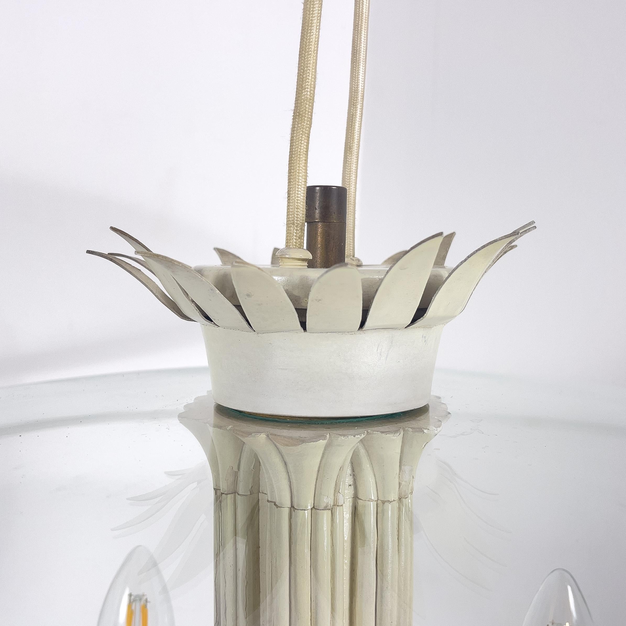 Milieu du XIXe siècle Lustre néoclassique en bois de verre de Pietro Chiesa pour Fontana Arte, Italie, années 1930 en vente