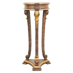 Neoclassical Gold Gilt & Faux Tortoise Shell Pedestal Plant Stand by Ugo Bianchi
