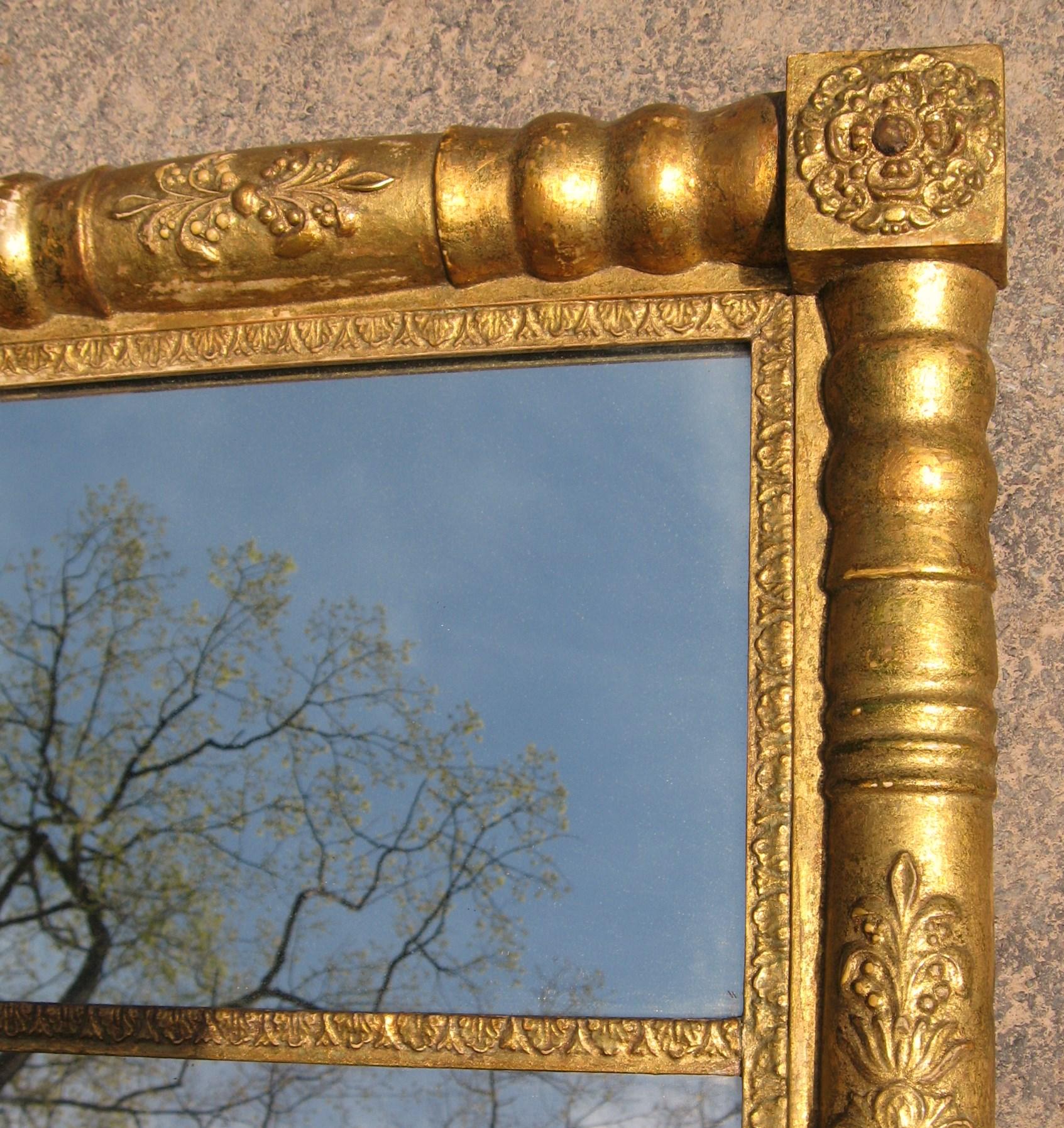 Wood Neoclassical Gold Gilt Pier Mirror, 2 Section For Sale