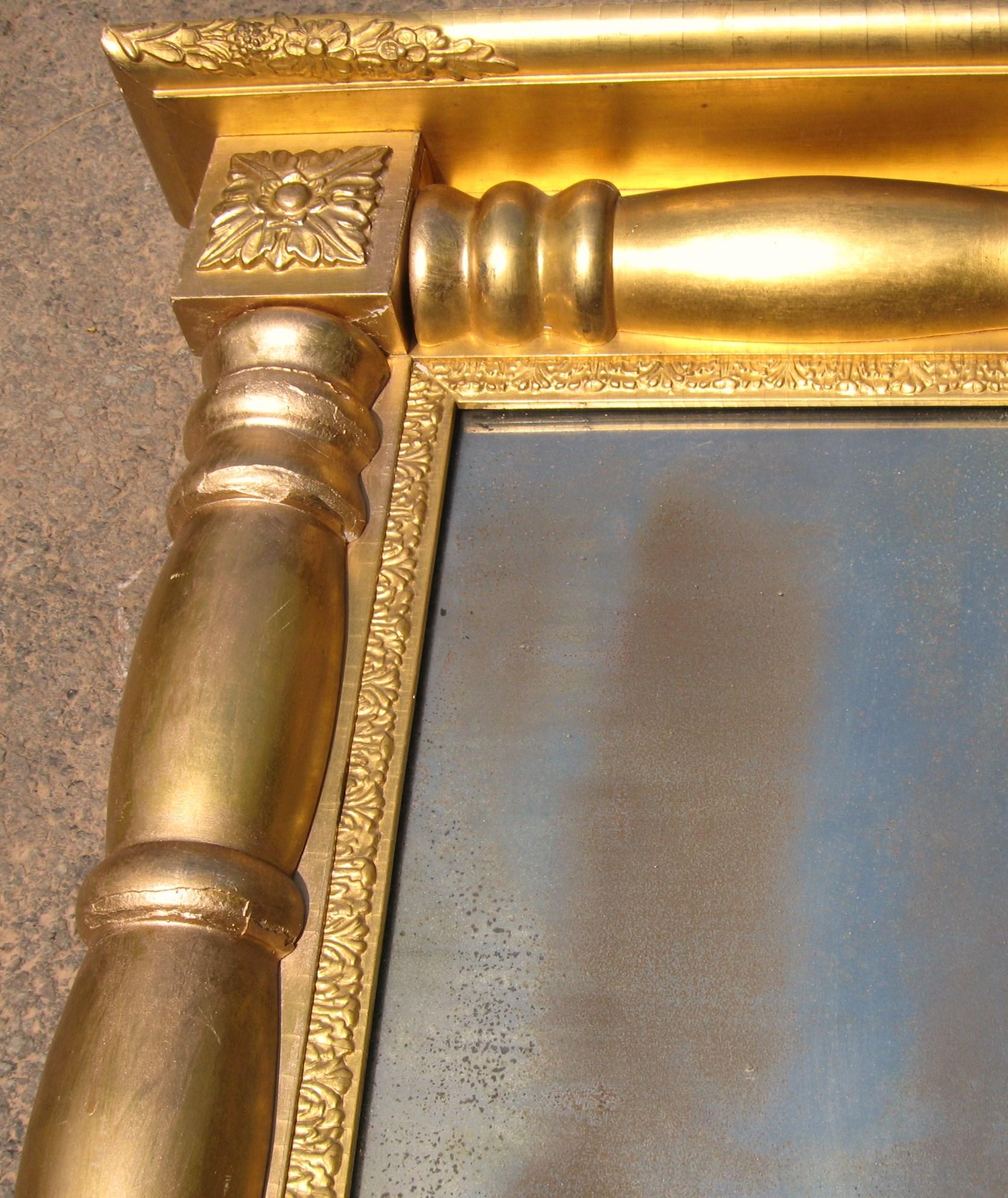 Neoclassical Gold Leaf Gilt Mirror 3 Sections For Sale 1