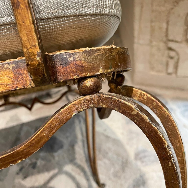 Neoclassical Graceful Armchairs Gilded Iron Woven Cane Arturo Pani 1950s 11