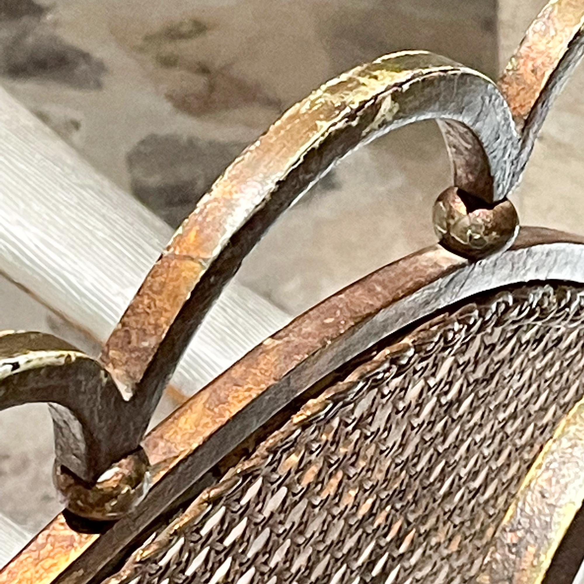 Neoclassical Graceful Armchairs Gilded Iron Woven Cane Arturo Pani 1950s In Good Condition In Chula Vista, CA