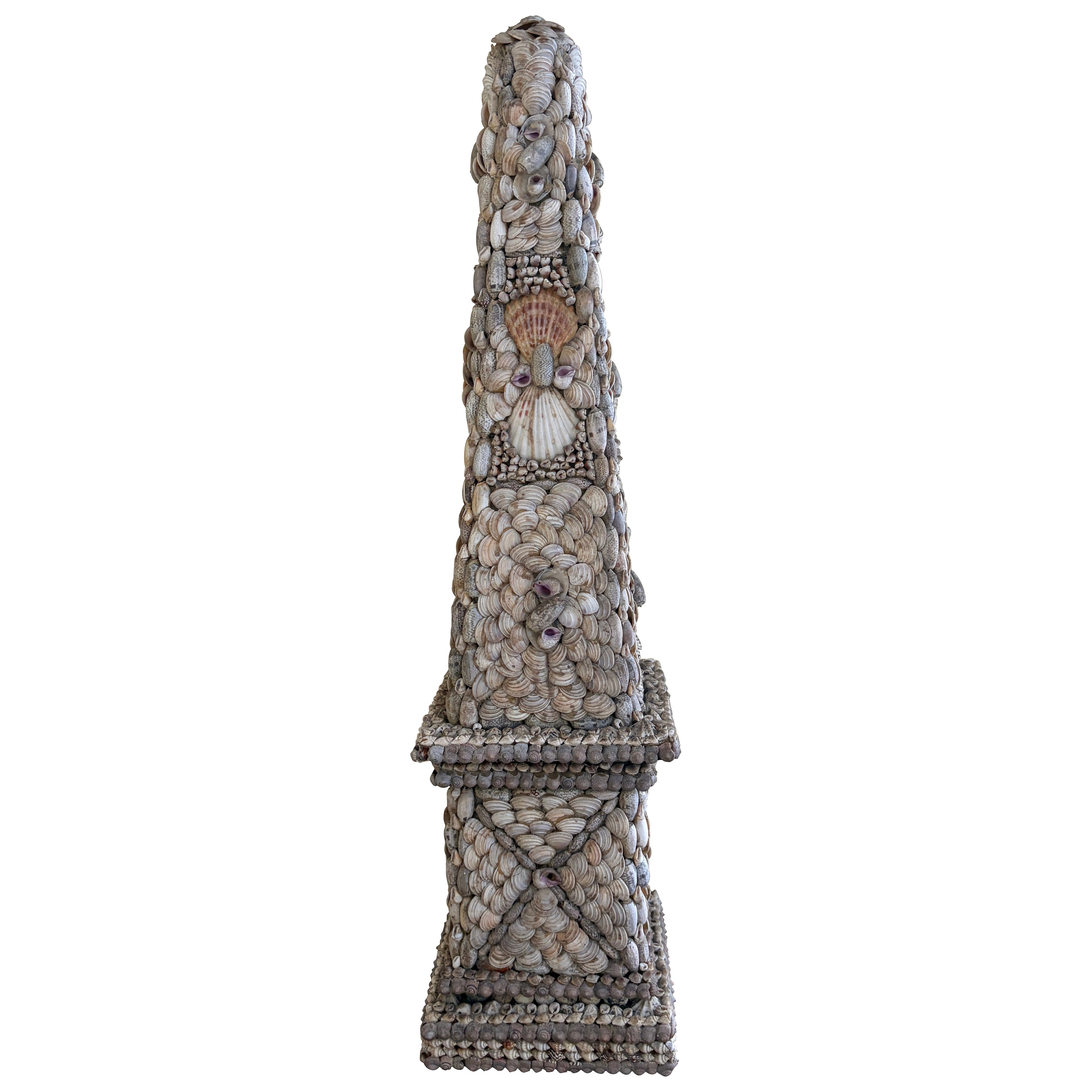 Neoclassical Grand Tour Coquillage Shell Encrusted Obelisk For Sale