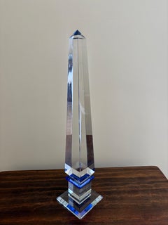 Neoclassical Grand Tour Crystal and Cobalt Blue Obelisk