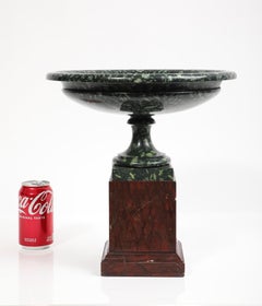 Neoclassical Grand Tour Green Porphyry Tazza Centerpiece on Rouge Marble Base