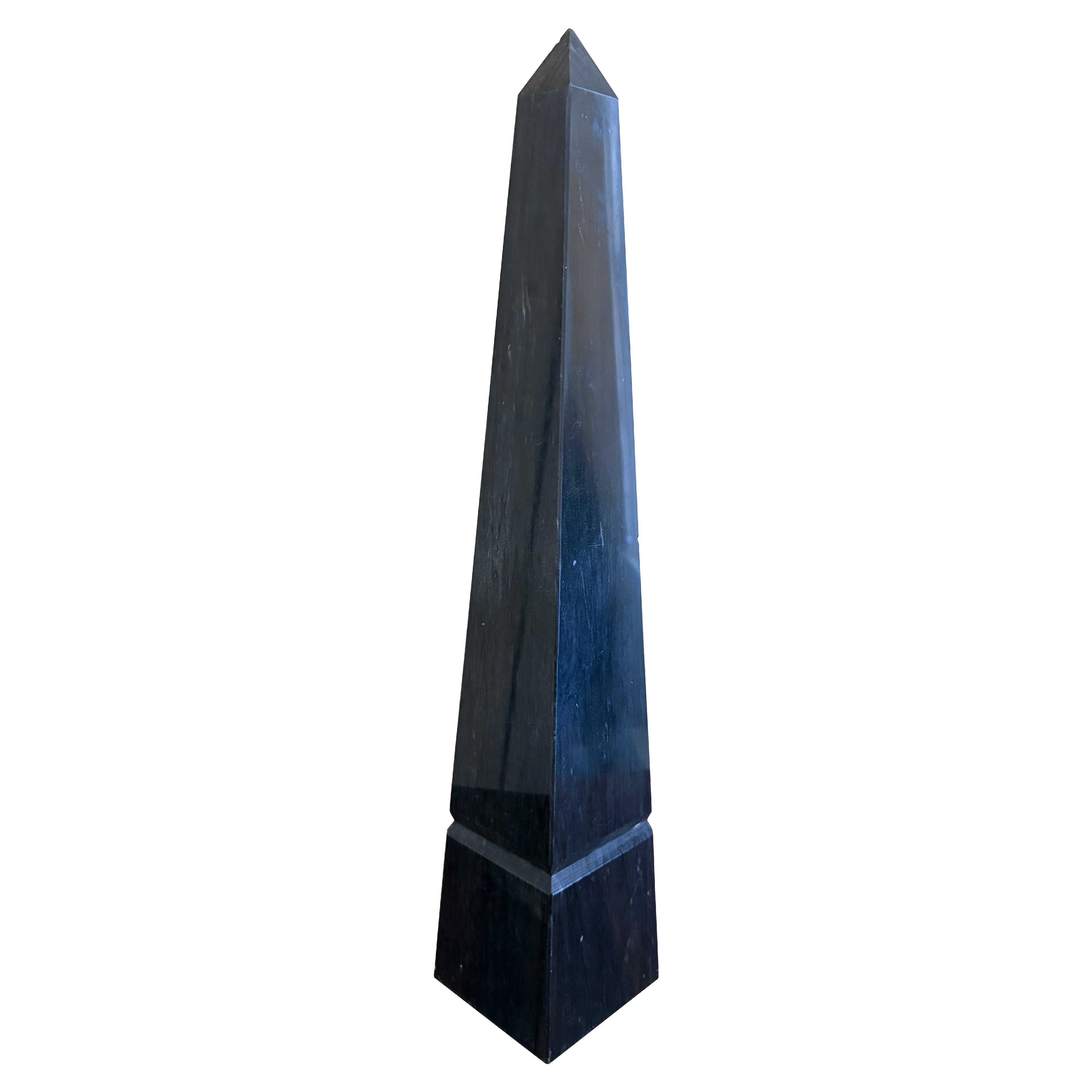 Neoclassical Grand Tour Solid Marble Black Obelisk For Sale