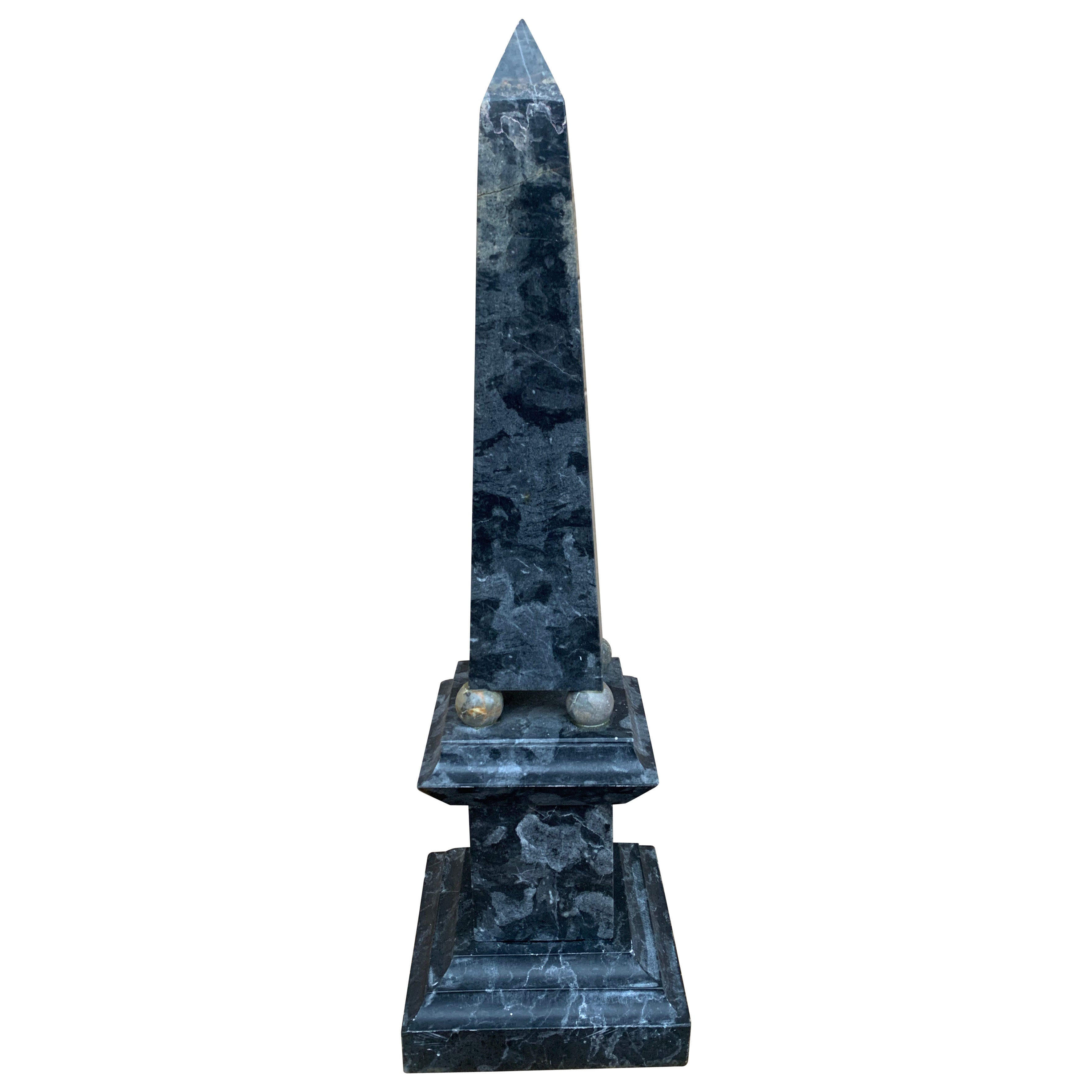 Neoclassical Grand Tour Solid Marble Blue Obelisk