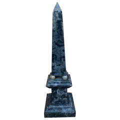 Neoclassical Grand Tour Solid Marble Blue Obelisk