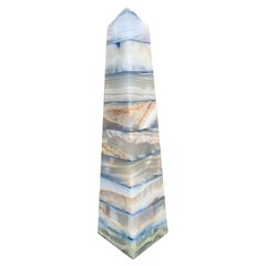 Neoclassical Grand Tour Solid Marble Blue, Tan, and White Obelisk