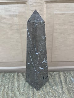 Neoclassical Grand Tour Solid Marble Gray and White Obelisk