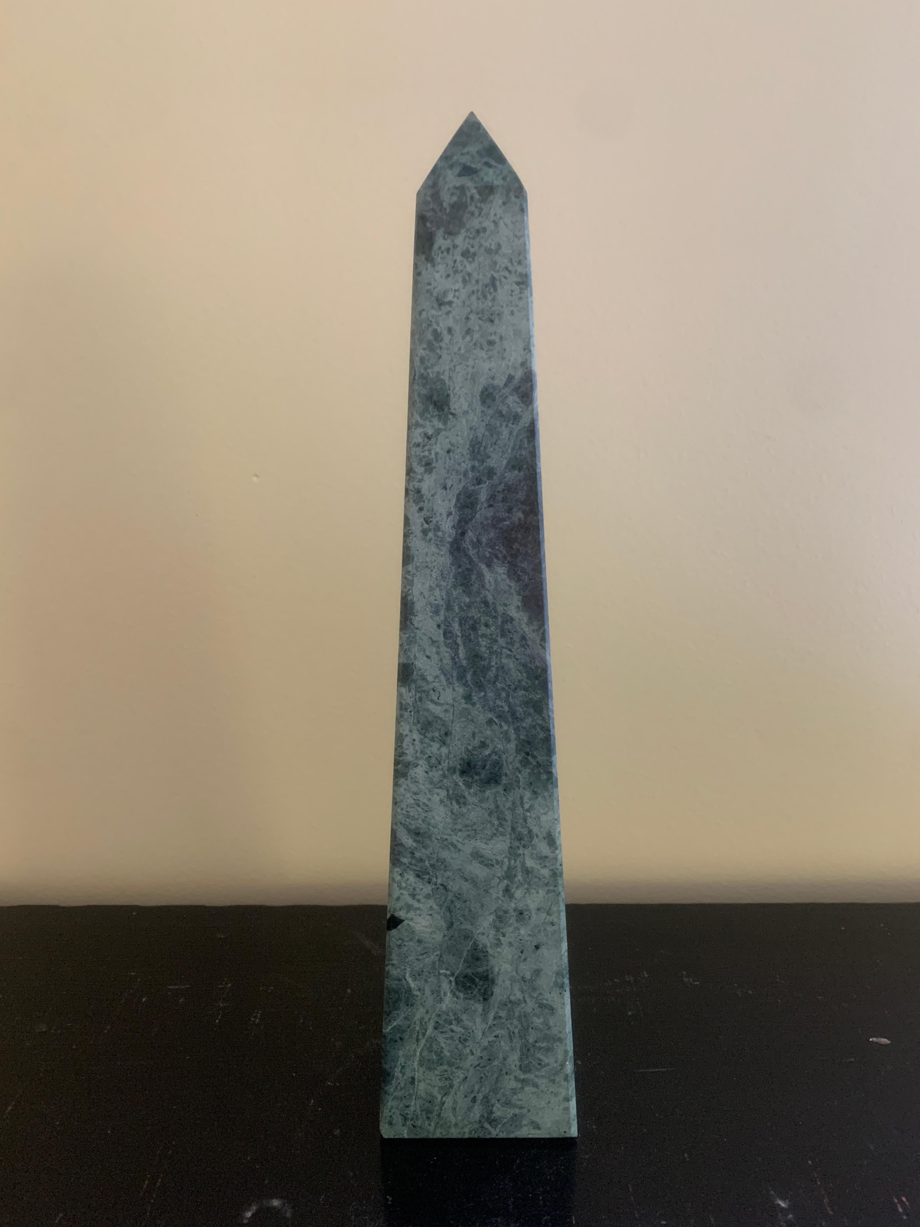 Pakistani Neoclassical Grand Tour Solid Marble Green Obelisk For Sale