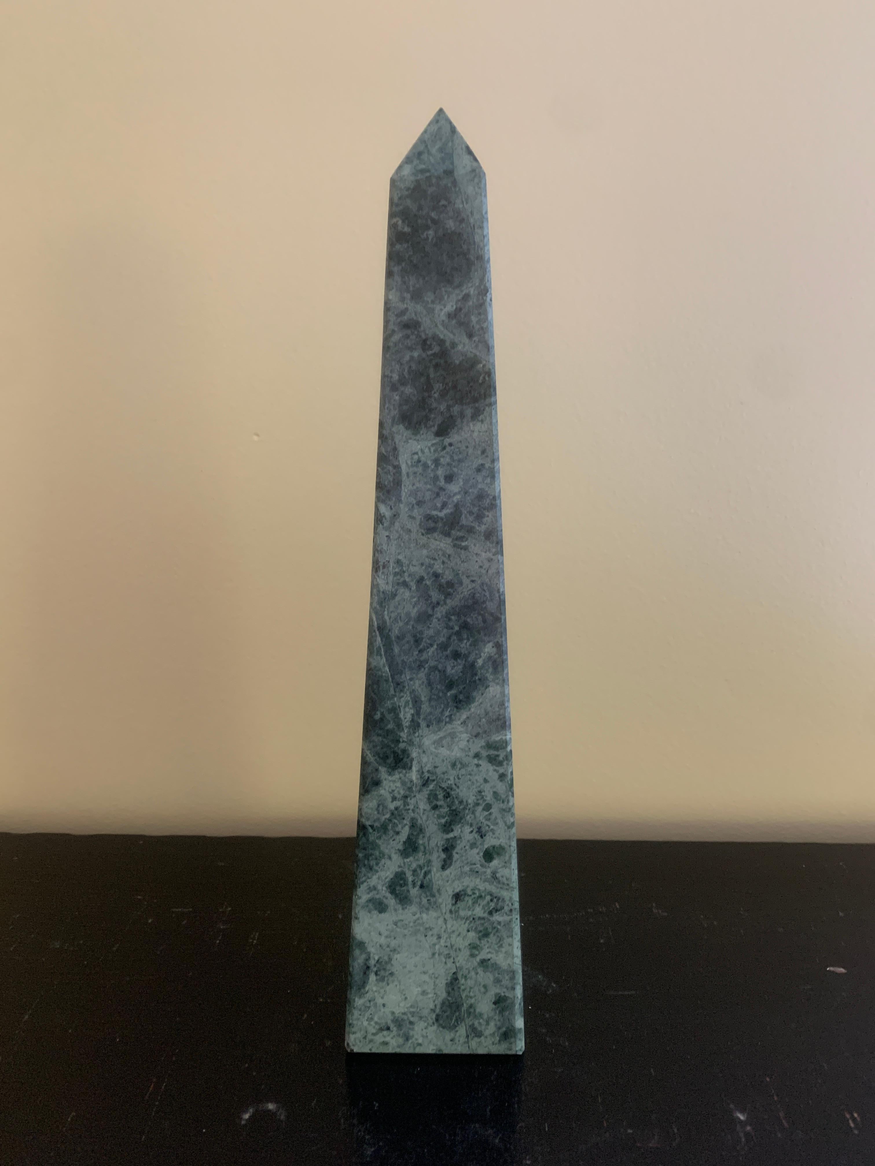 Neoclassical Grand Tour Solid Marble Green Obelisk For Sale 2