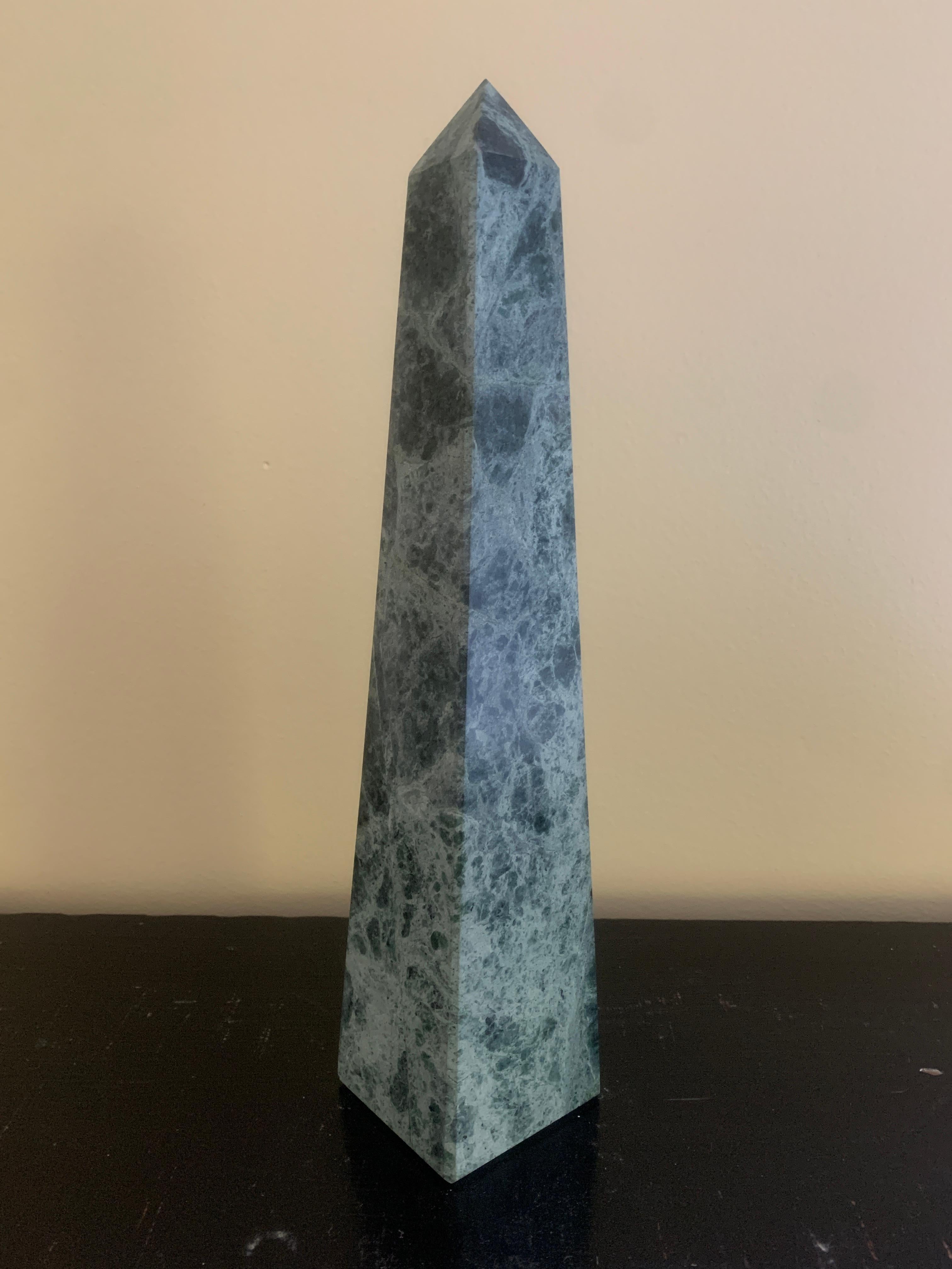 Neoclassical Grand Tour Solid Marble Green Obelisk For Sale 3