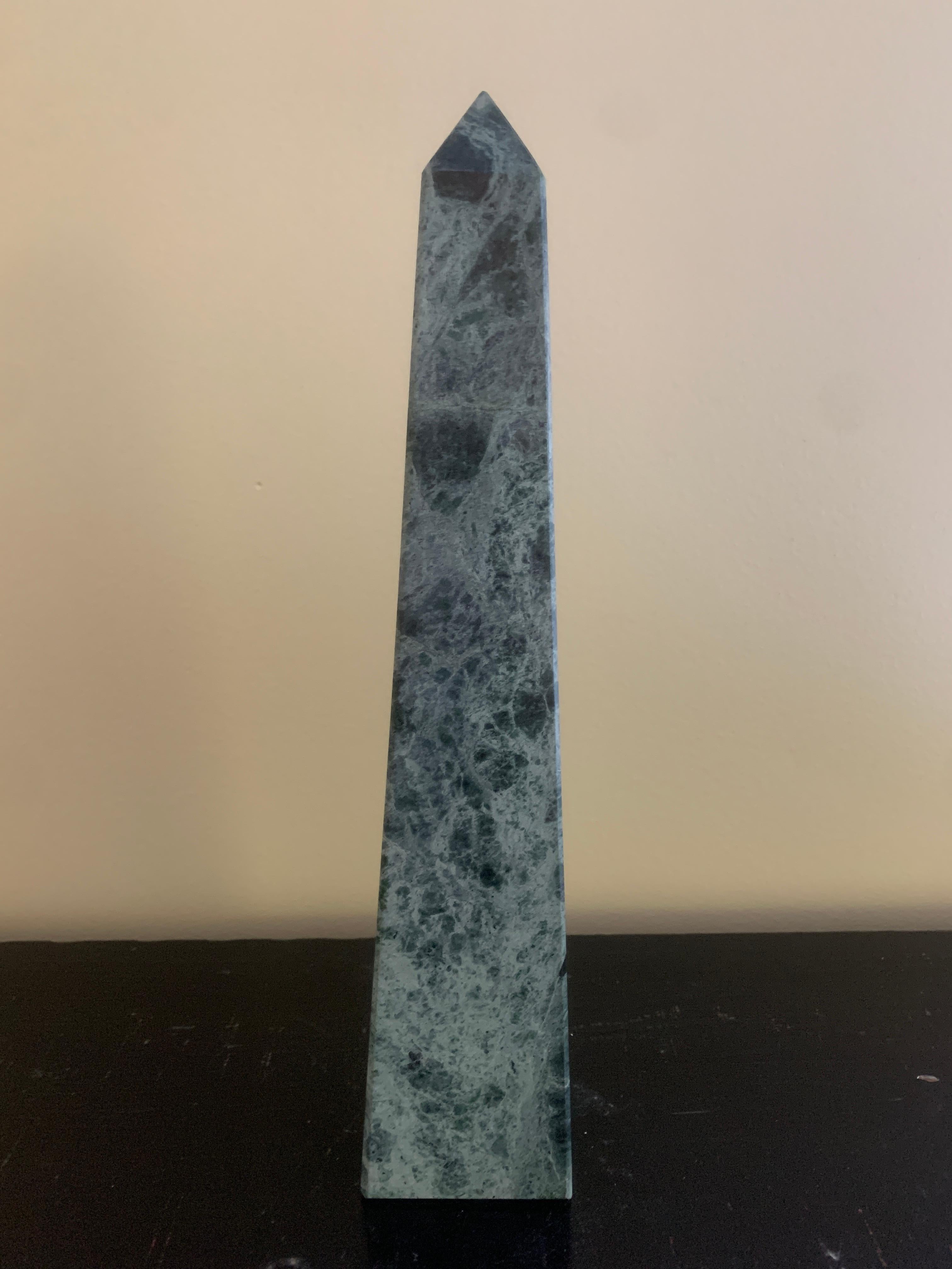 Neoclassical Grand Tour Solid Marble Green Obelisk For Sale 4