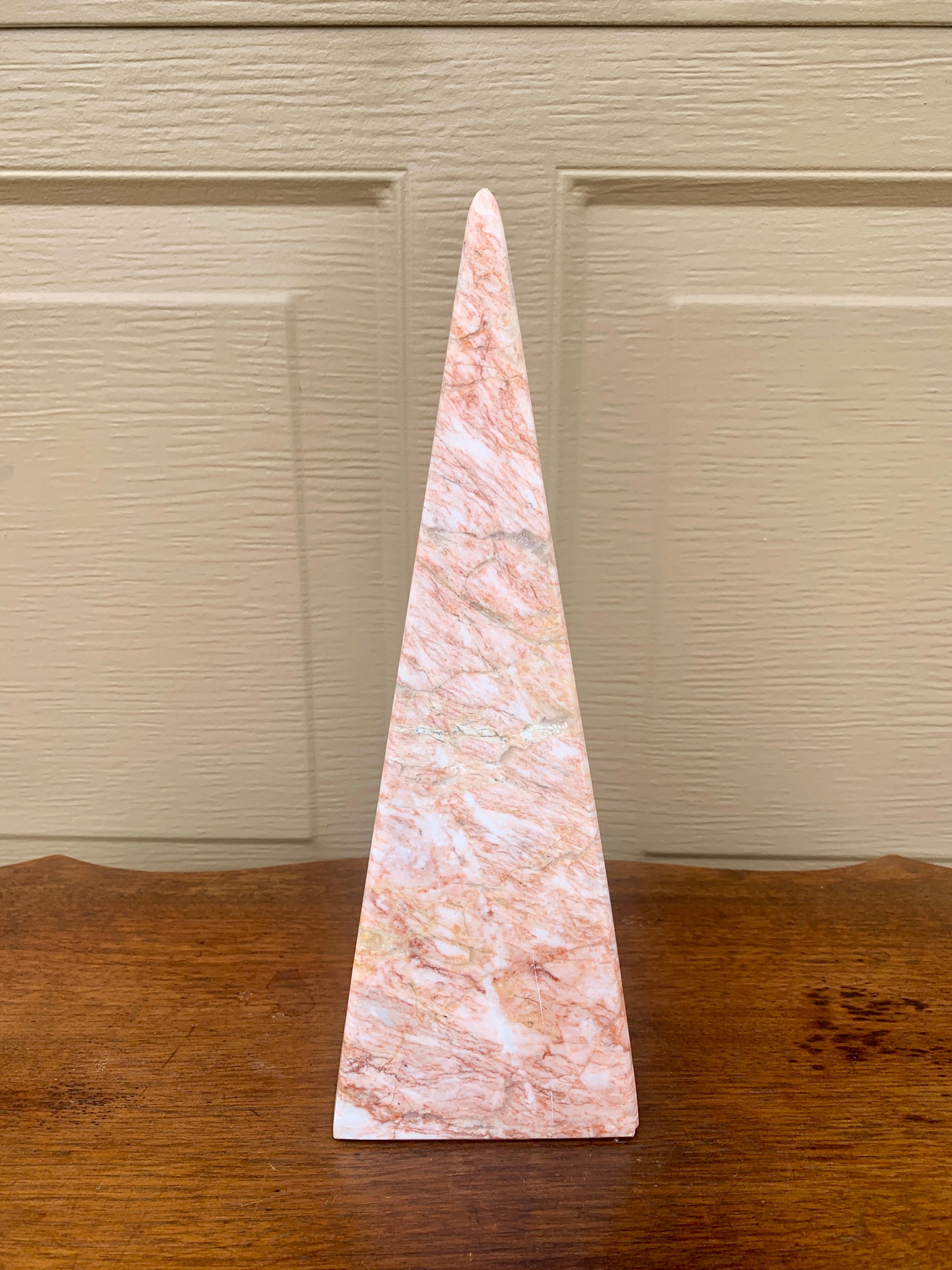 A stunning neoclassical Grand Tour style solid marble pink & cream obelisk

Late 20th Century

Measures: 4