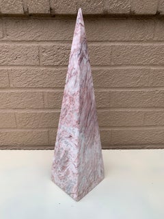 Neoclassical Grand Tour Solid Marble Pink and Cream Obelisk