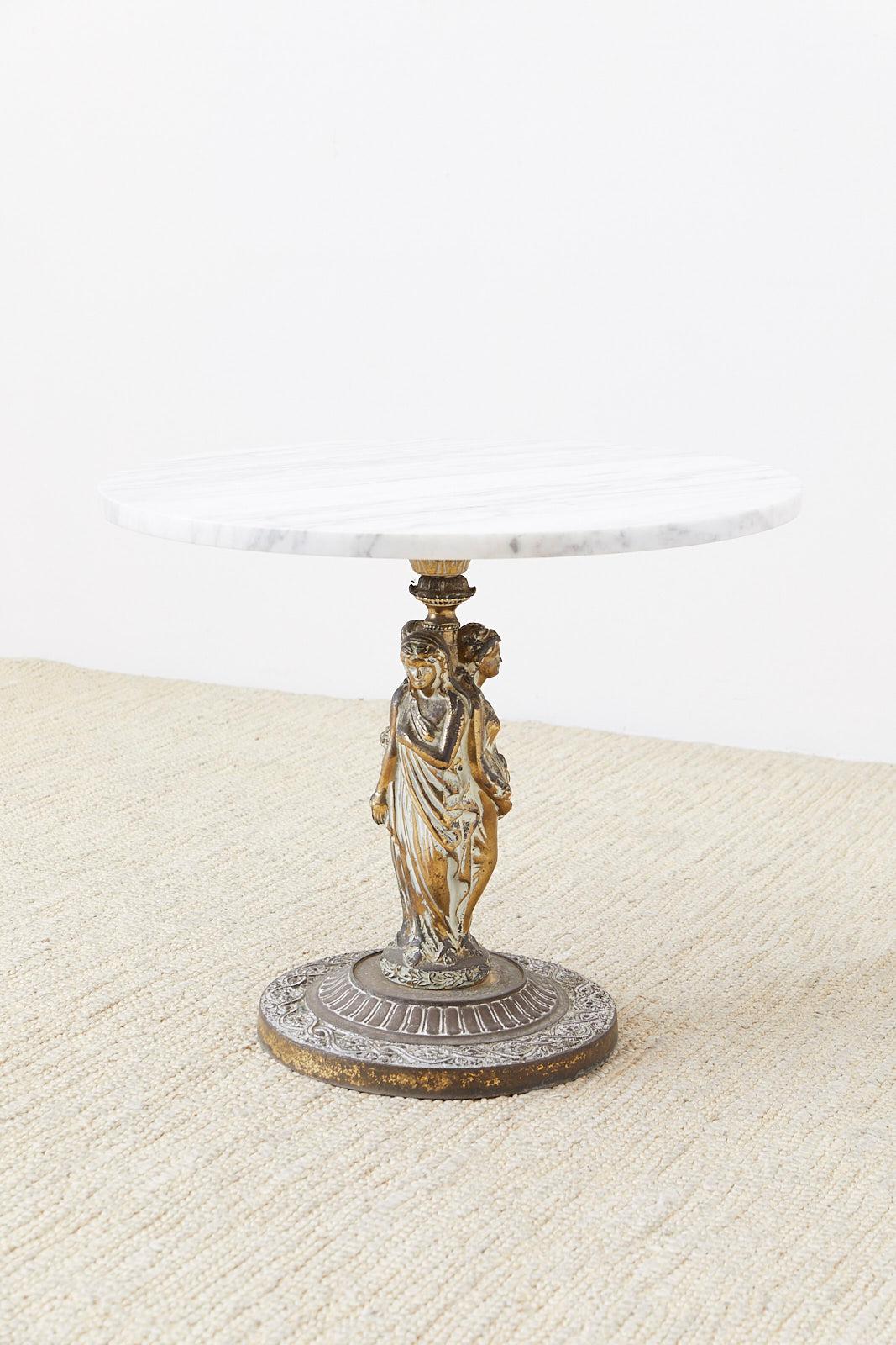 20th Century Neoclassical Grand Tour Style Marble-Top Drinks Table