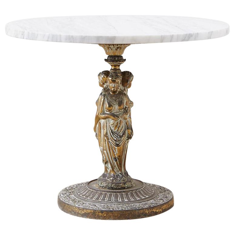 Neoclassical Grand Tour Style Marble-Top Drinks Table