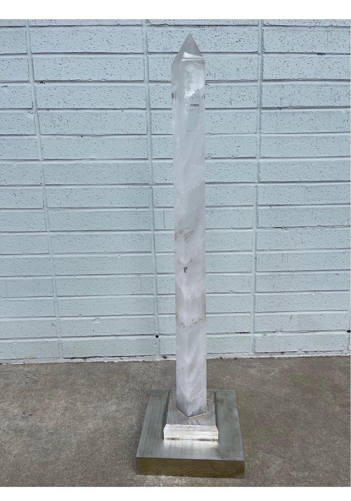 20th Century Neoclassical Grand Tour Style Natural Rock Crystal Obelisk For Sale