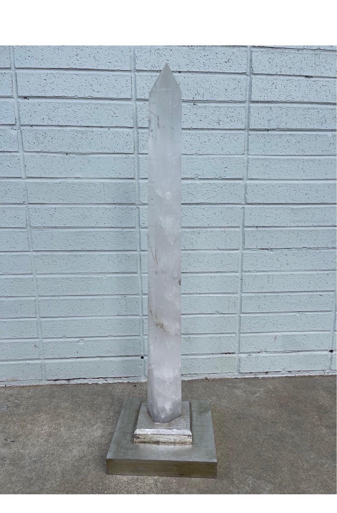 Neoclassical Grand Tour Style Natural Rock Crystal Obelisk For Sale 1