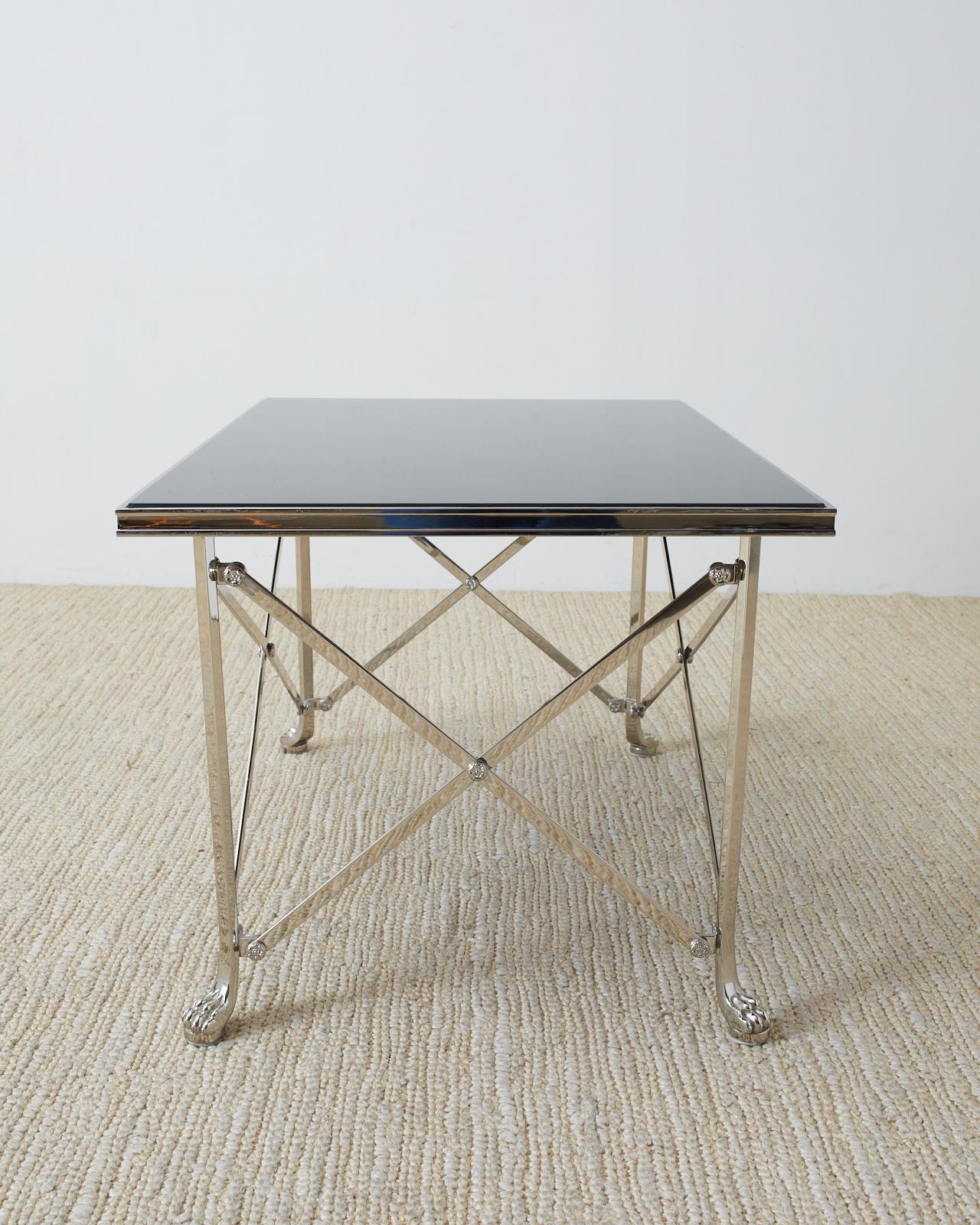 Hand-Crafted Neoclassical Grand Tour Style Nickel Cocktail Table