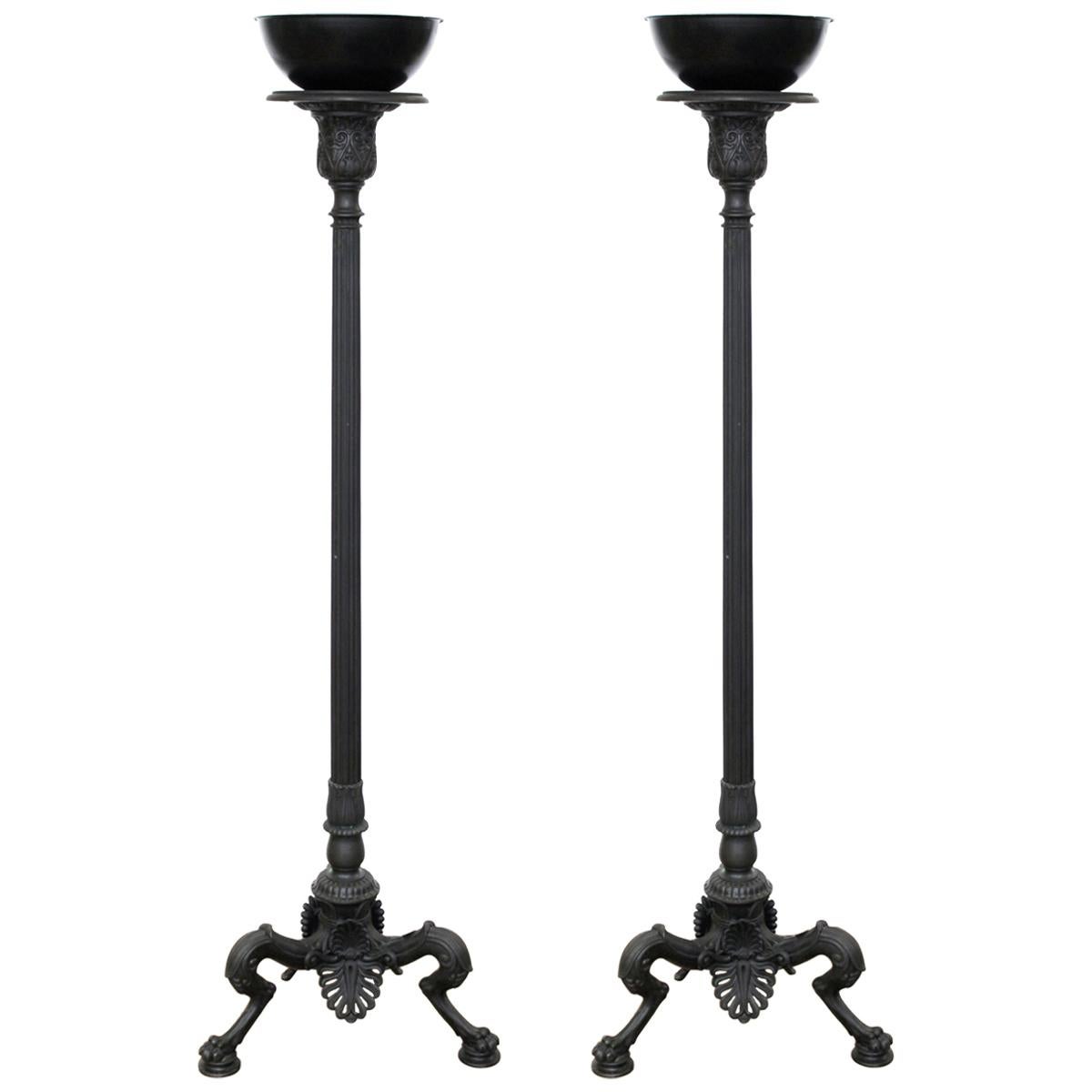 Neoclassical Grand Tour Style Patinated Metal Torchères