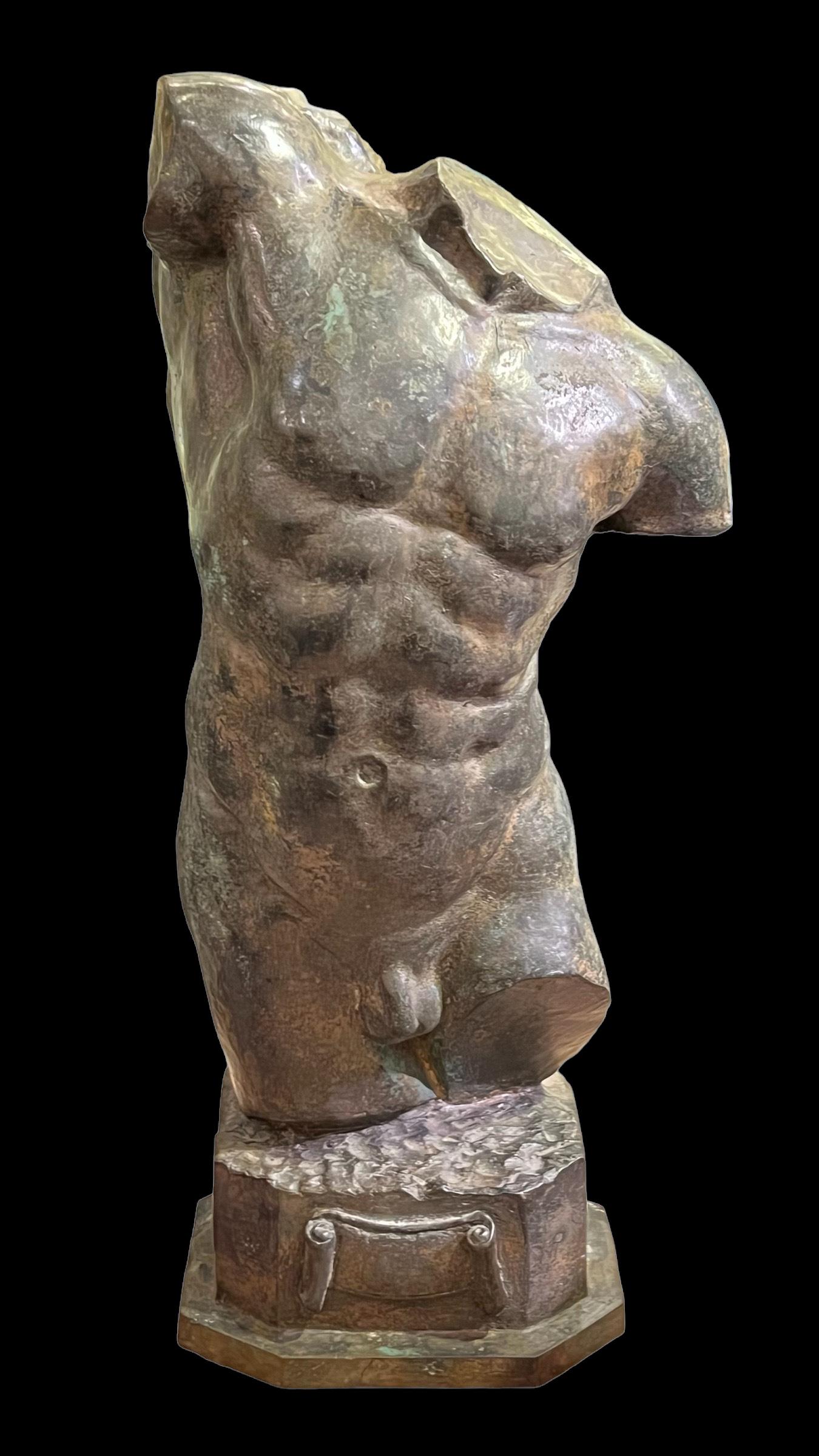 French Neoclassical Greco-Roman Bronze  Male Torso Sculpture