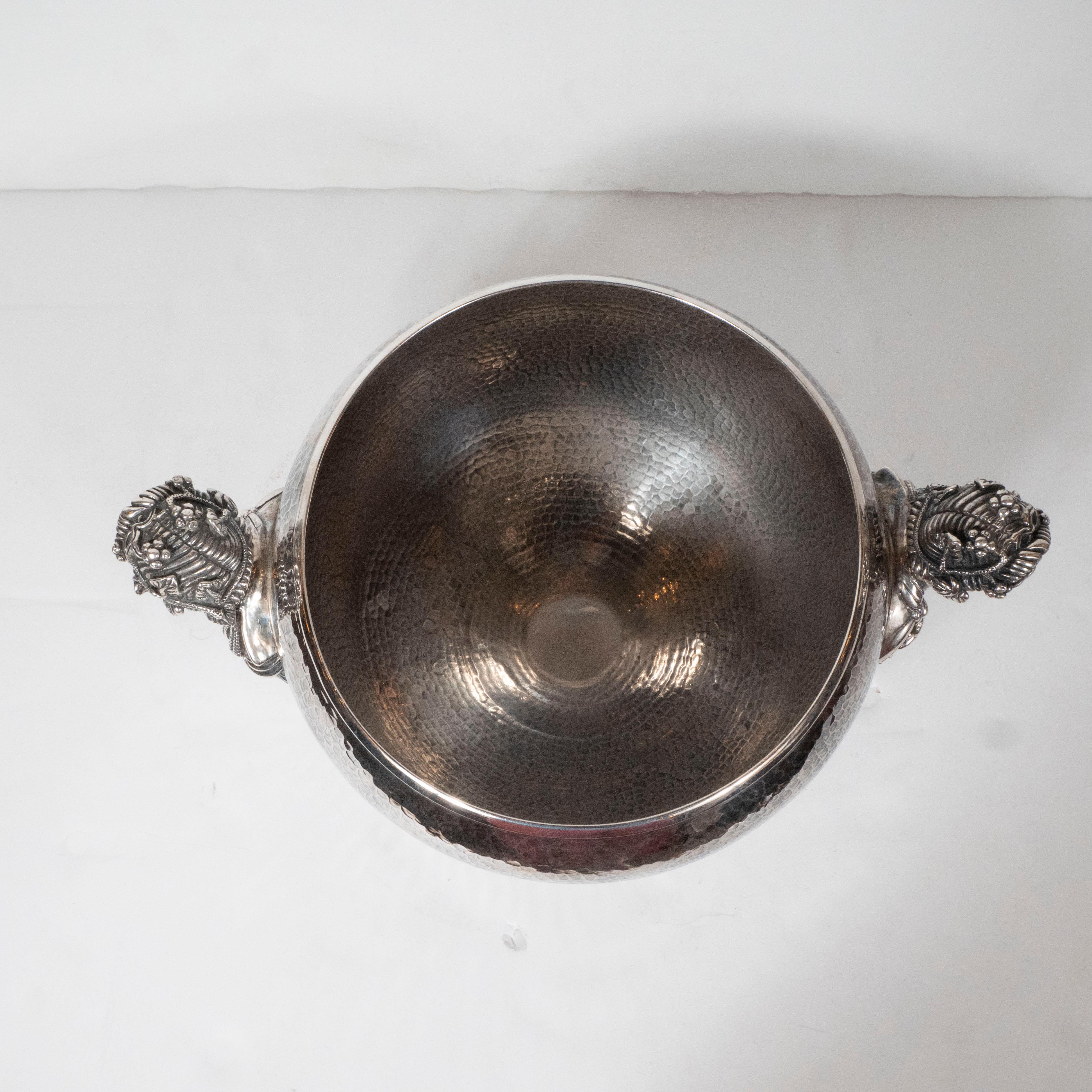 American Neoclassical Greek Figurative Dappled Pewter Decorative Bowl