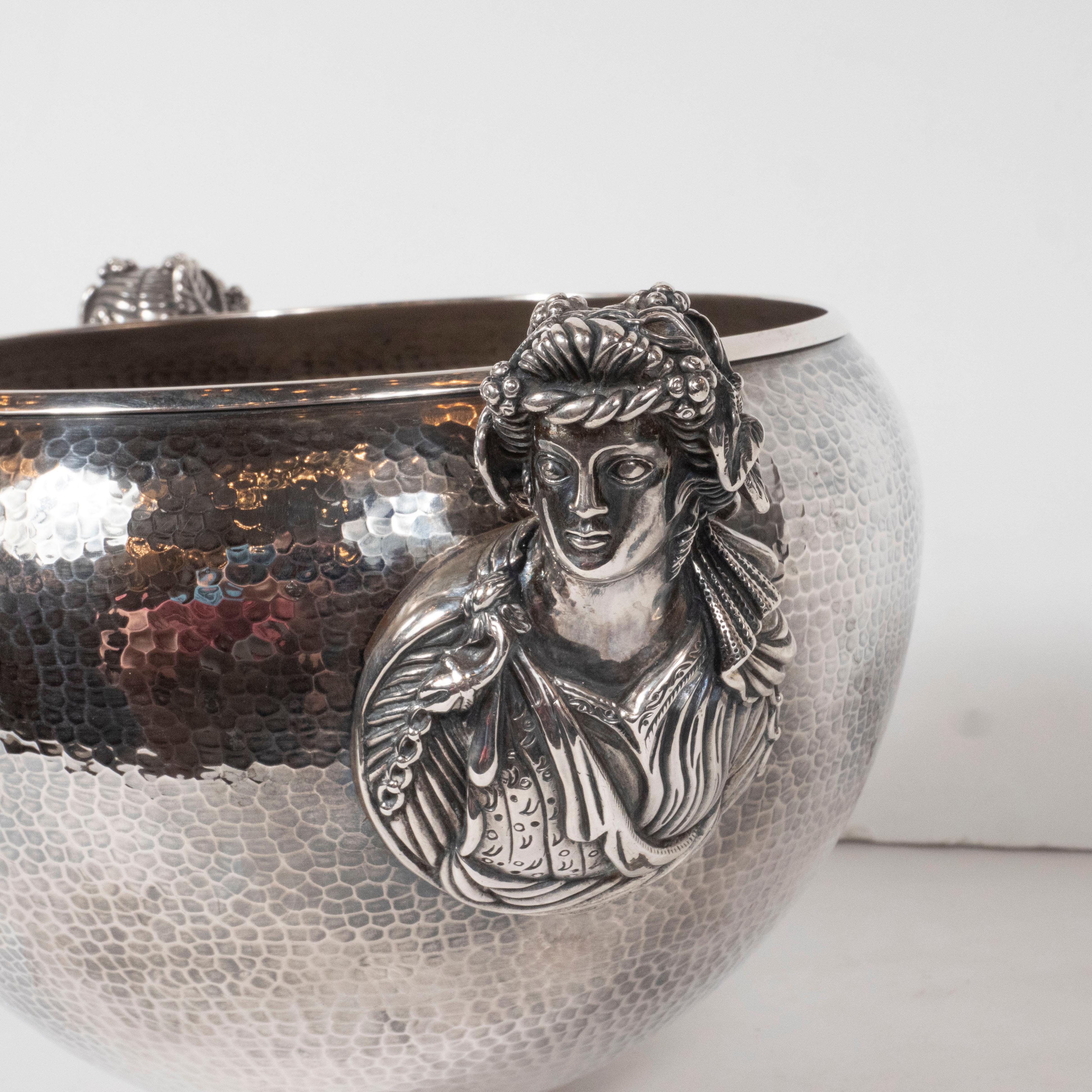 20th Century Neoclassical Greek Figurative Dappled Pewter Decorative Bowl