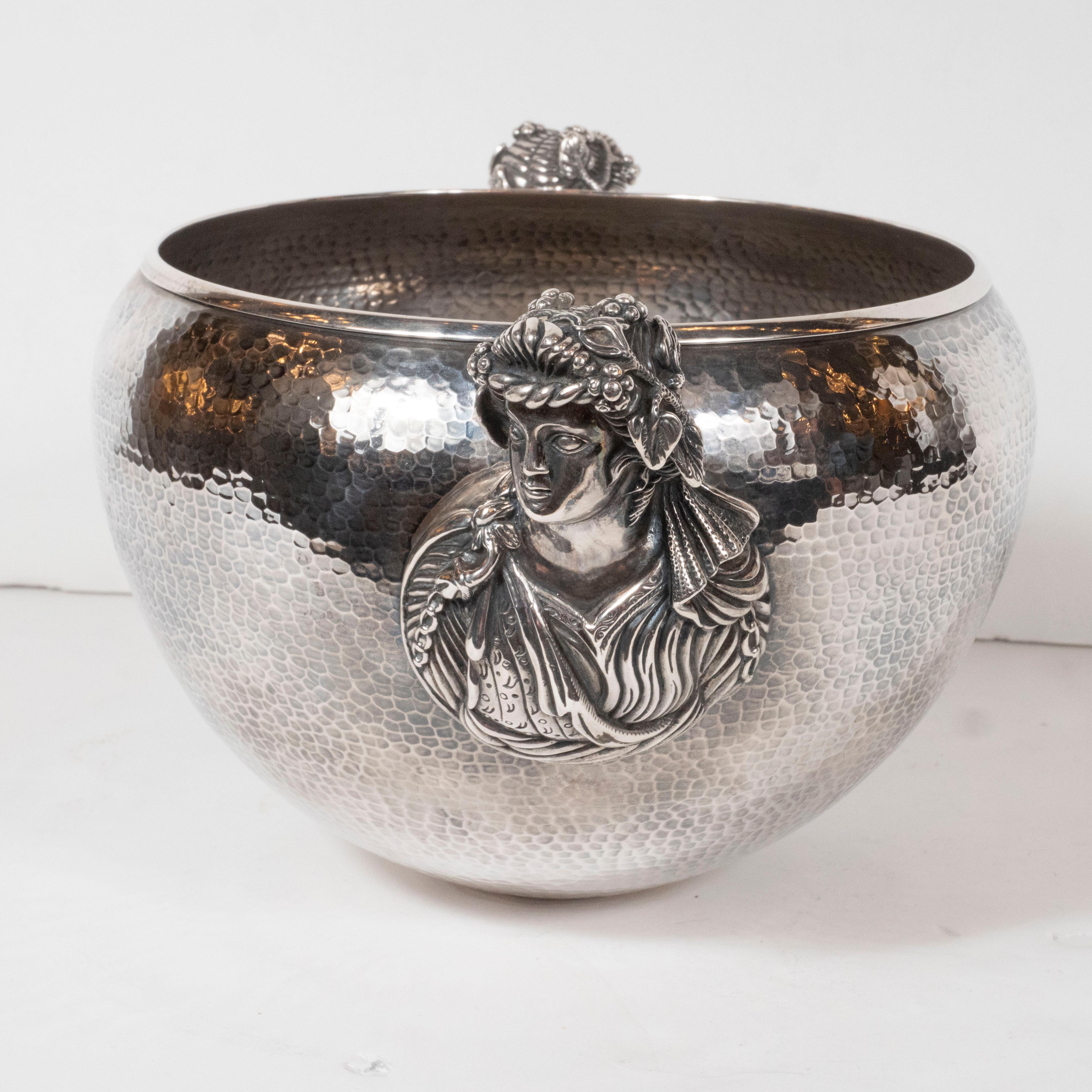 Neoclassical Greek Figurative Dappled Pewter Decorative Bowl 1