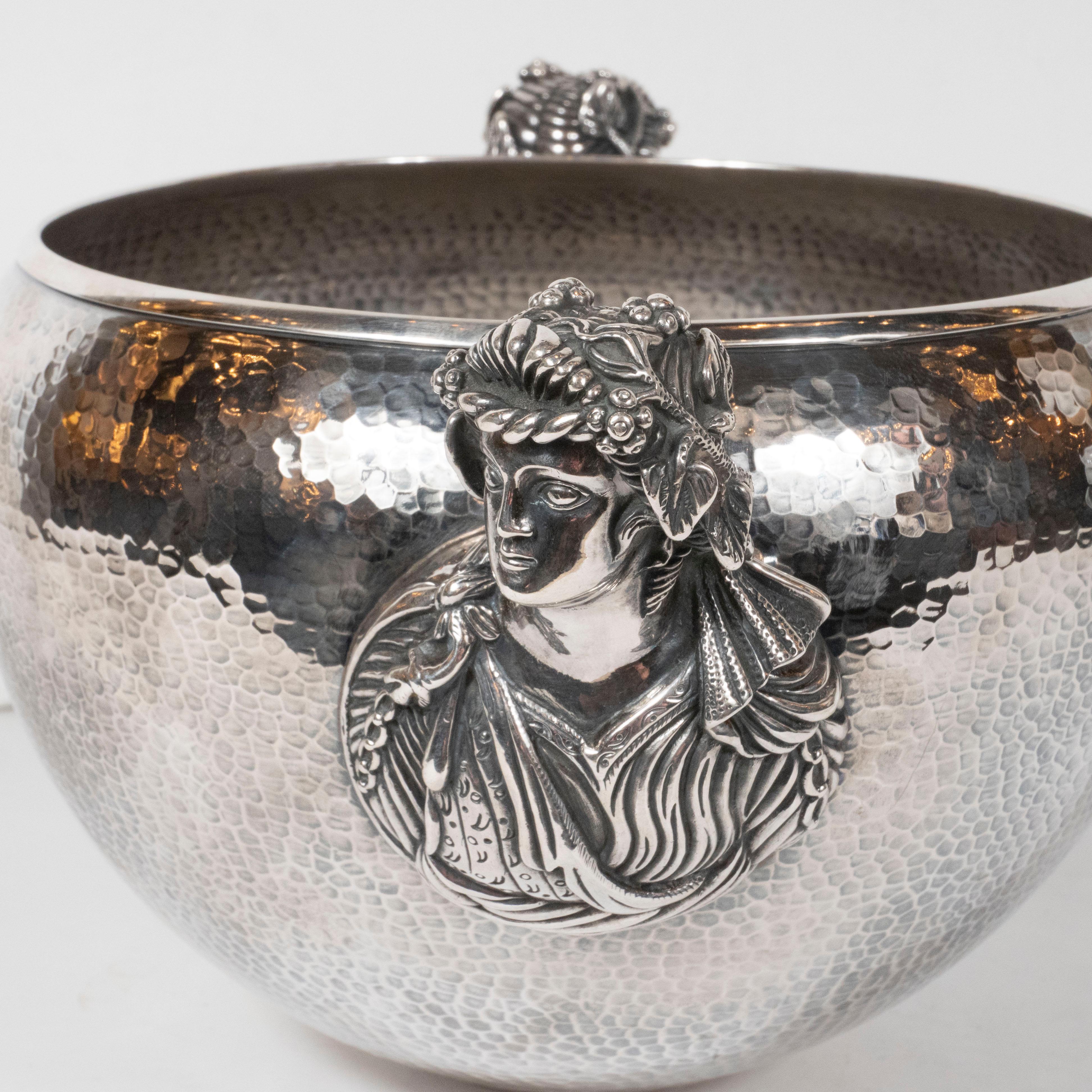Neoclassical Greek Figurative Dappled Pewter Decorative Bowl 2