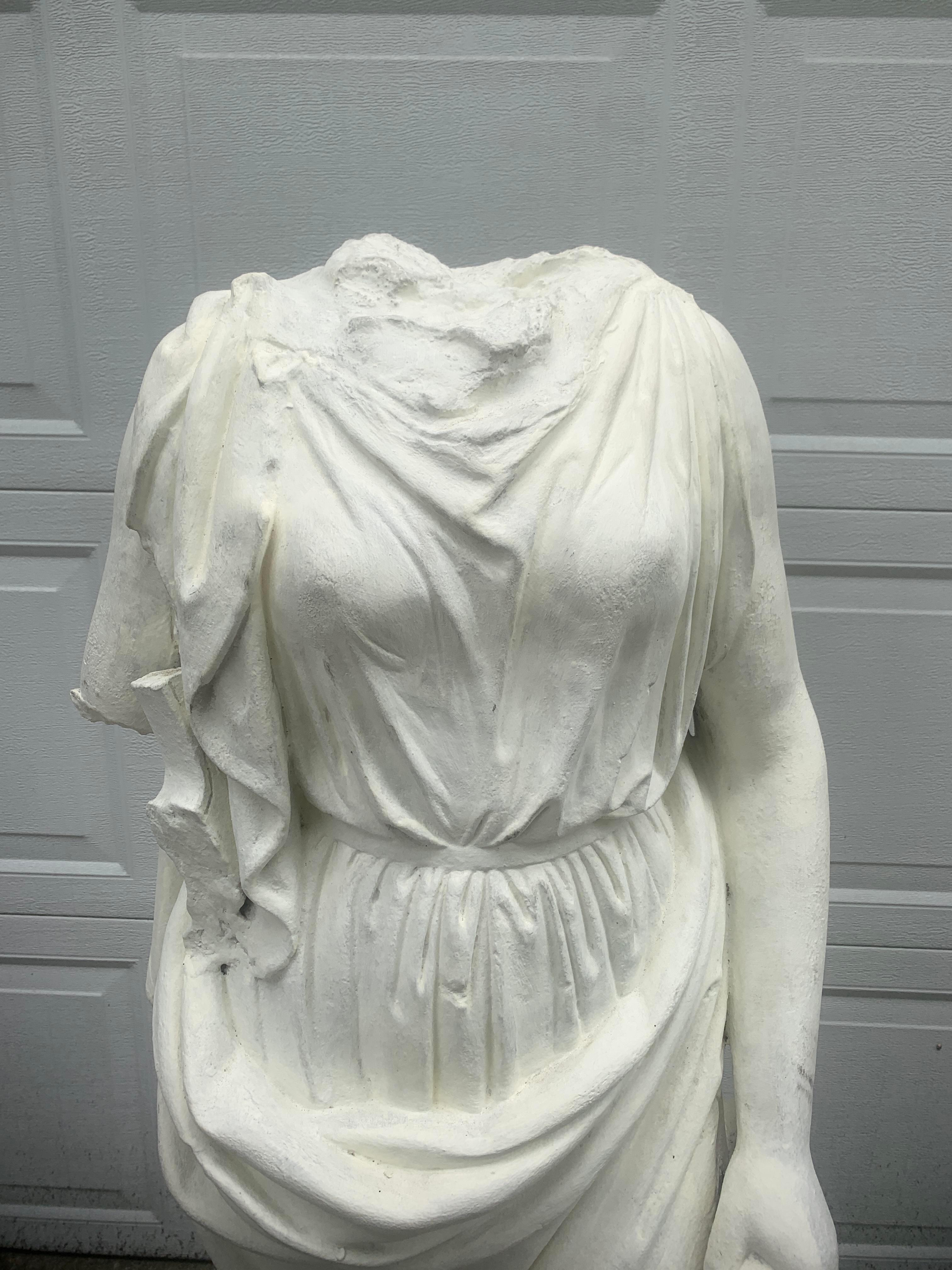 Neoclassical Greek Goddess Life-Size Cast Stone Statue In Good Condition In Elkhart, IN