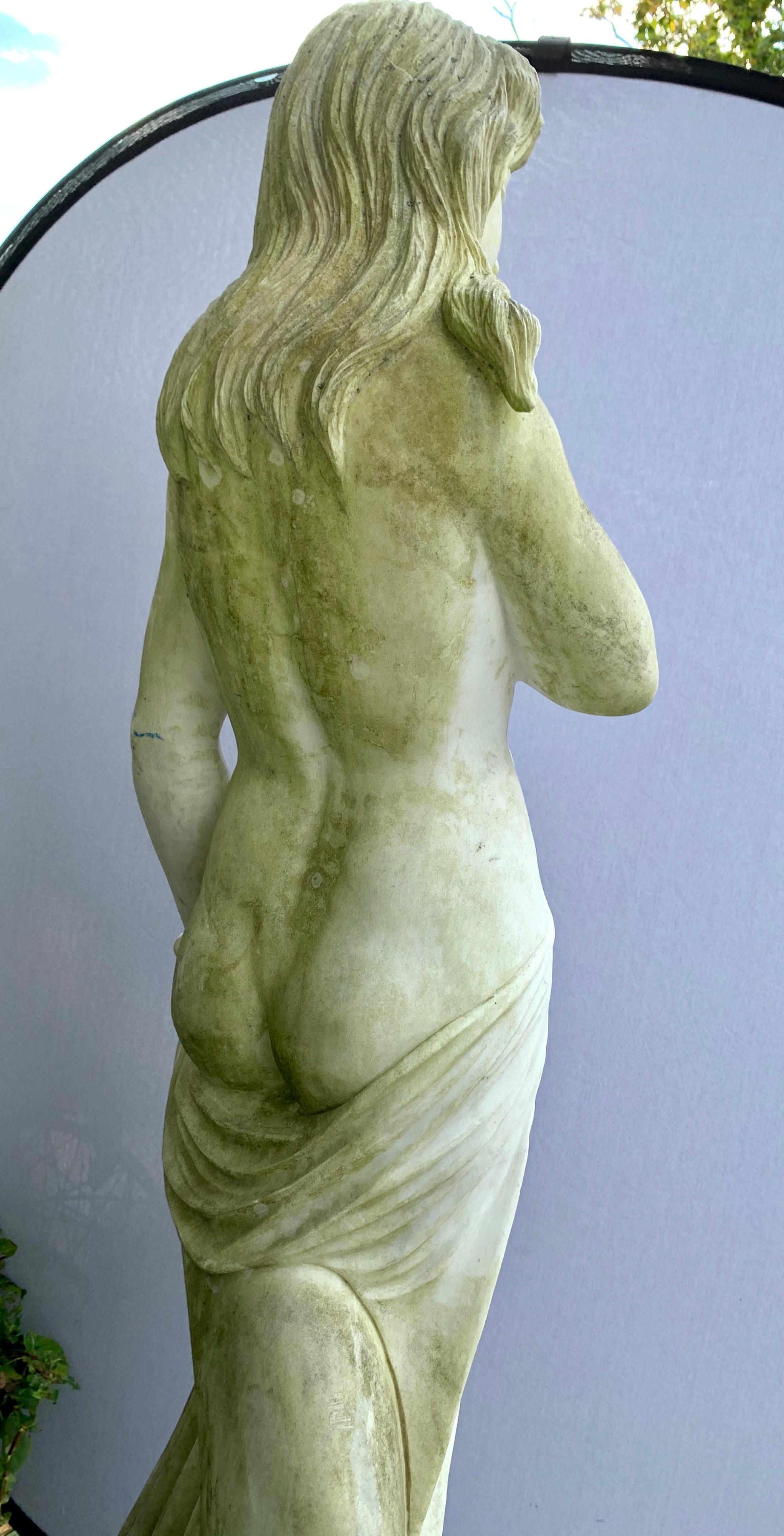 20th Century Neoclassical Greek Goddess Life-Size Marble Statue Sculpture For Sale