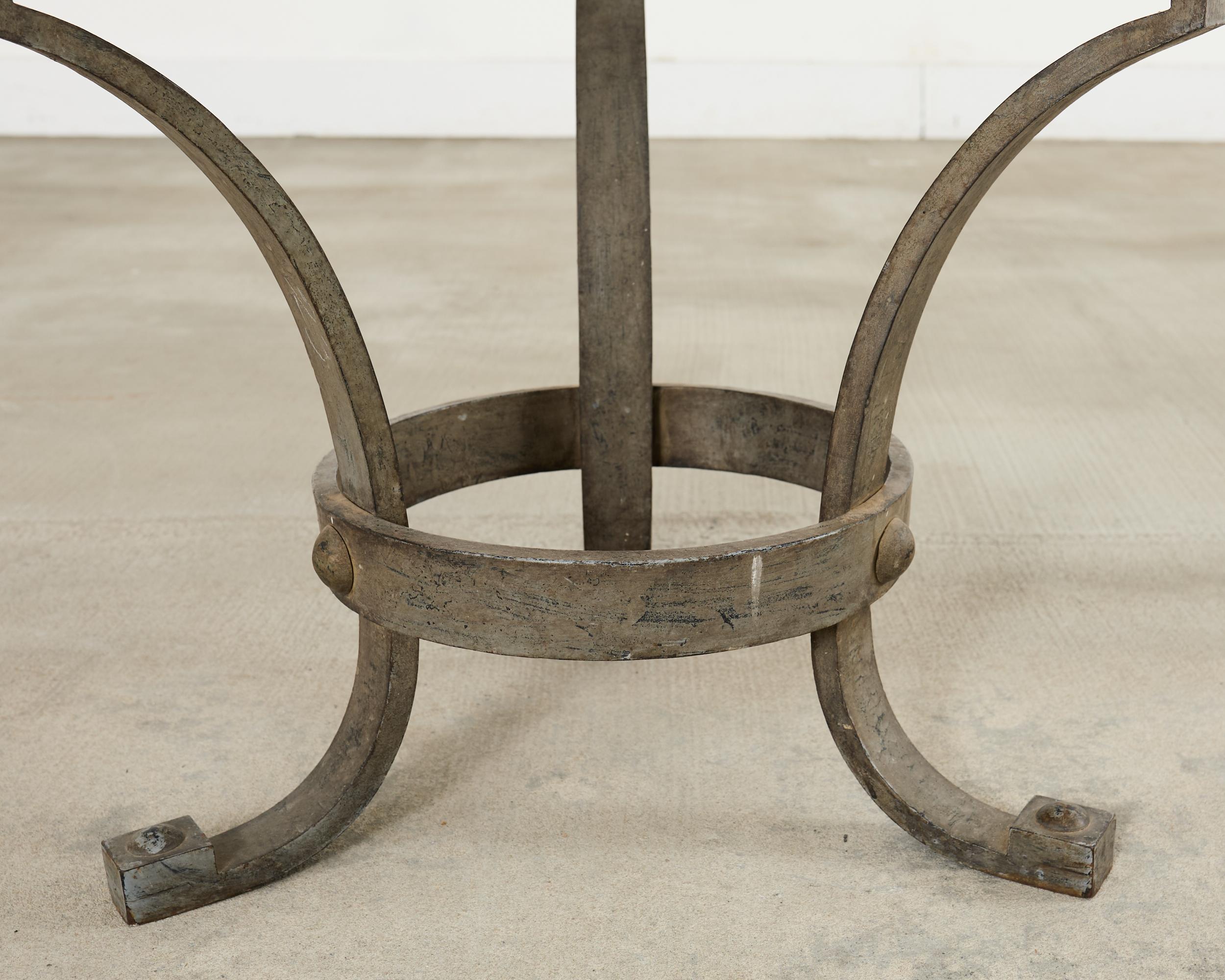 Neoclassical Greek Key Iron Marble Top Drinks Table For Sale 6