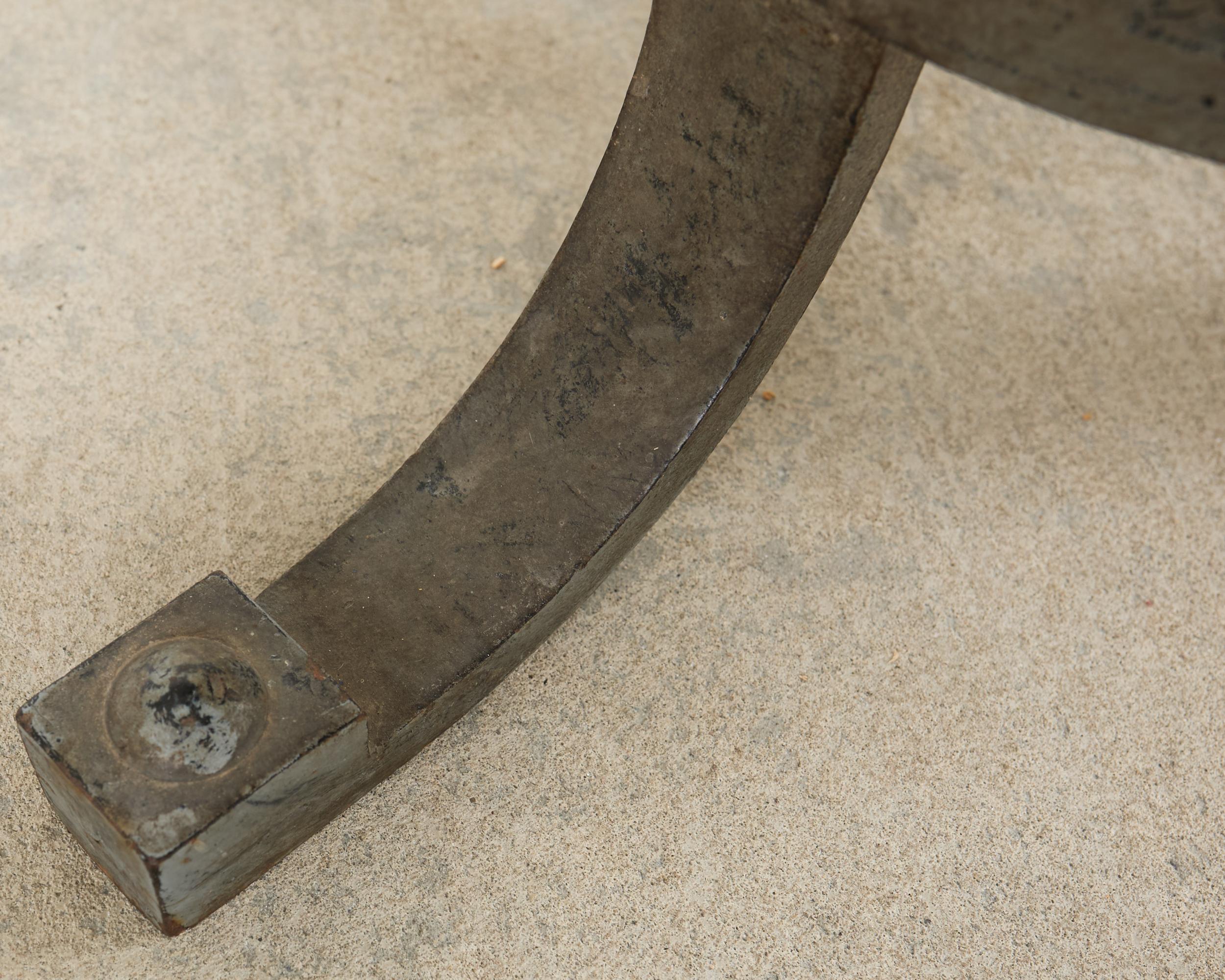 Neoclassical Greek Key Iron Marble Top Drinks Table For Sale 7