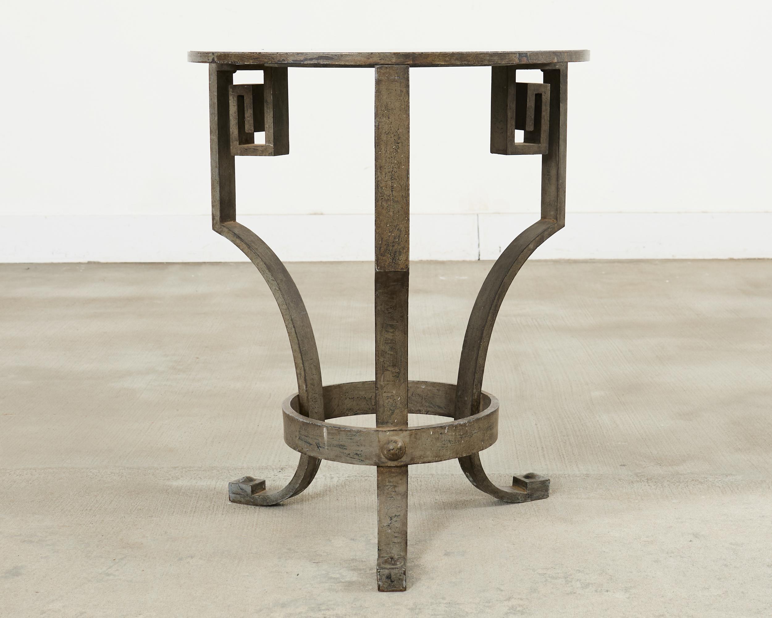 Neoclassical Greek Key Iron Marble Top Drinks Table For Sale 10