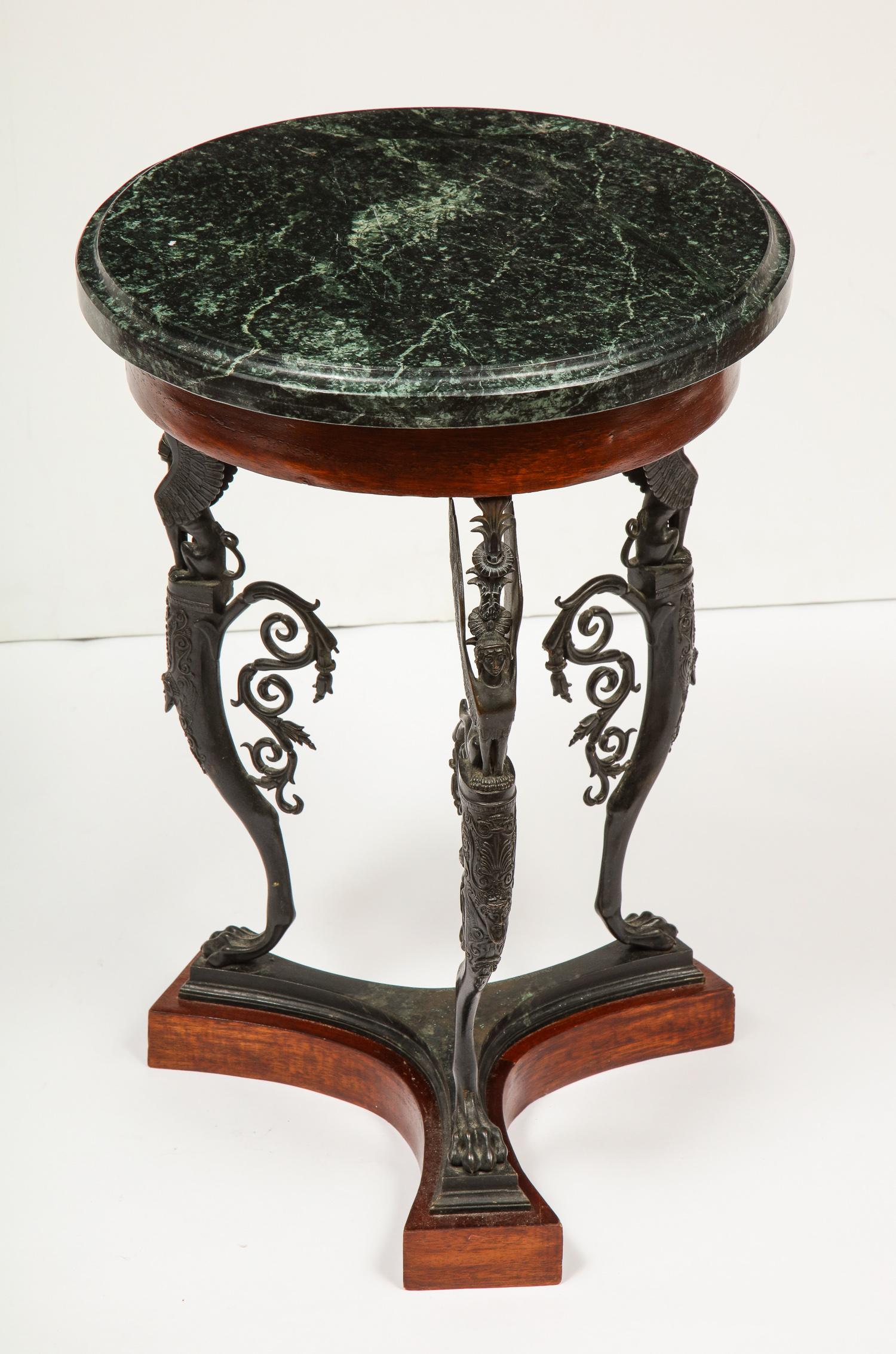 Neoclassical Greek Revival Bronze and Marble Gueridon Table, Sabatino de Angelis 4