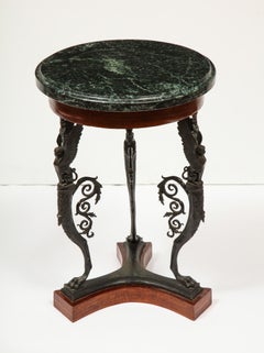 Neoclassical Greek Revival Bronze and Marble Gueridon Table, Sabatino de Angelis