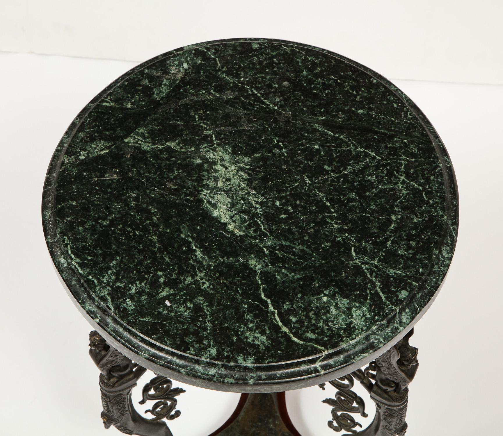 20th Century Neoclassical Greek Revival Bronze and Marble Gueridon Table, Sabatino de Angelis