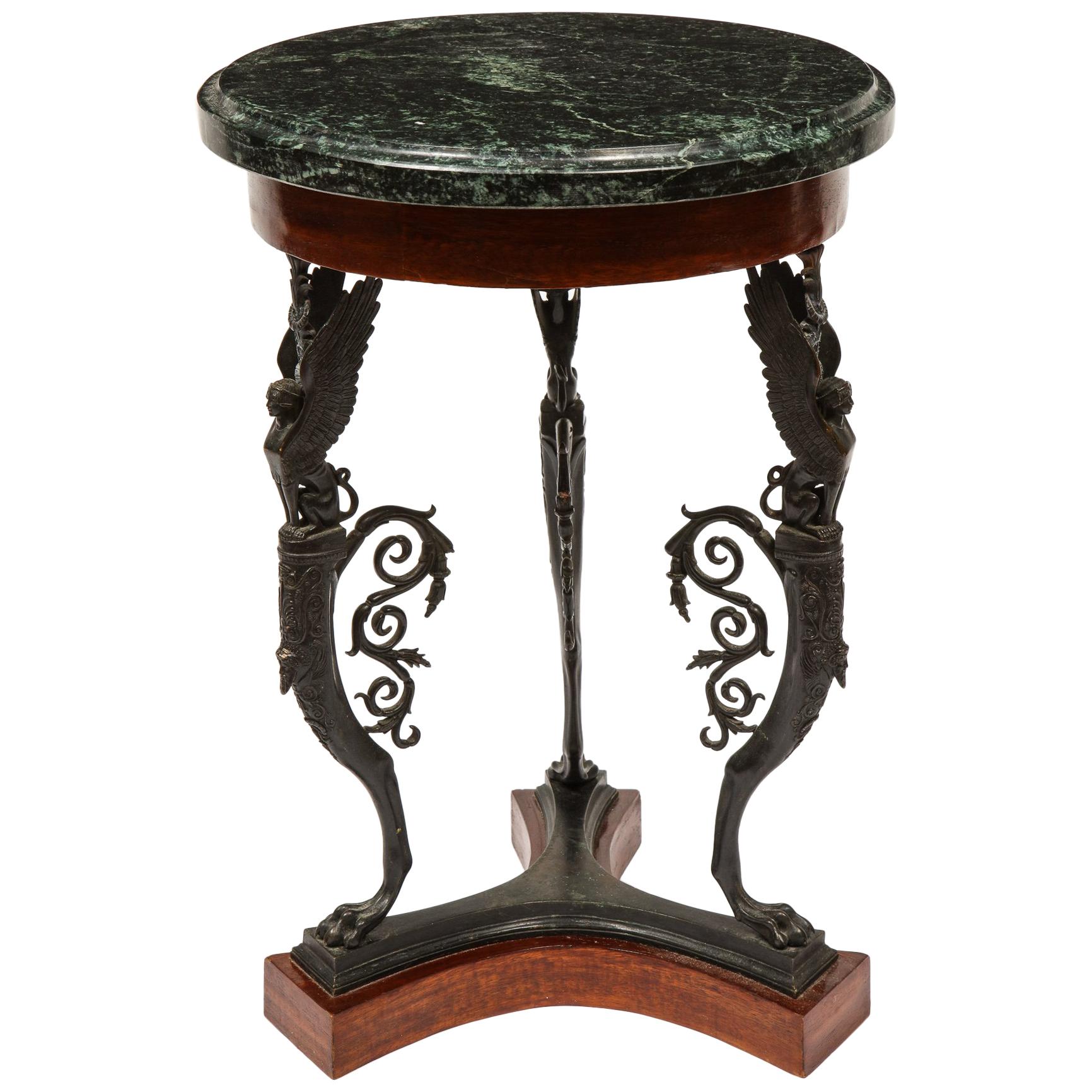 Neoclassical Greek Revival Bronze and Marble Gueridon Table, Sabatino de Angelis