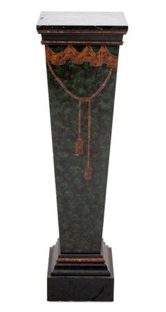 Neoclassical Green Faux Marble Painted Pedestal
