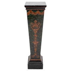 Neoclassical Green Faux Marble Painted Pedestal